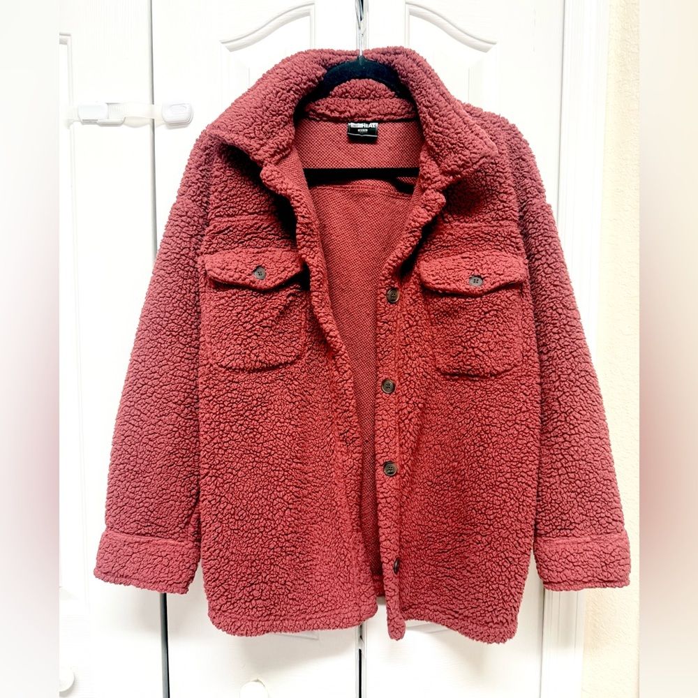 32 Degrees Plush Sherpa Jacket in Rust
